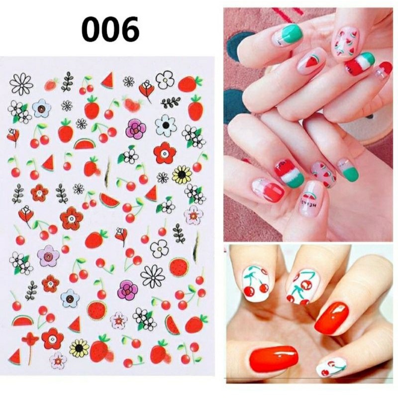 Stiker Kuku STRAWBERRY CHERRY Ultra Thin Nail Stickers