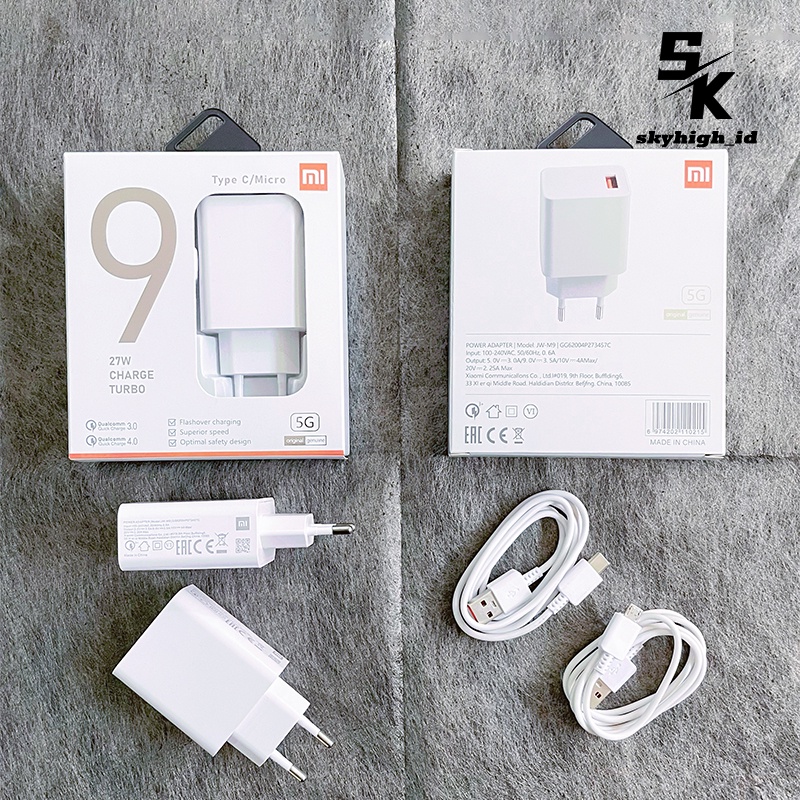 【3359】Charger Handphone Ori Xiaomi Mi9 USB Colokan Micro/Type-C Fast charging 3.0 Quallcomm