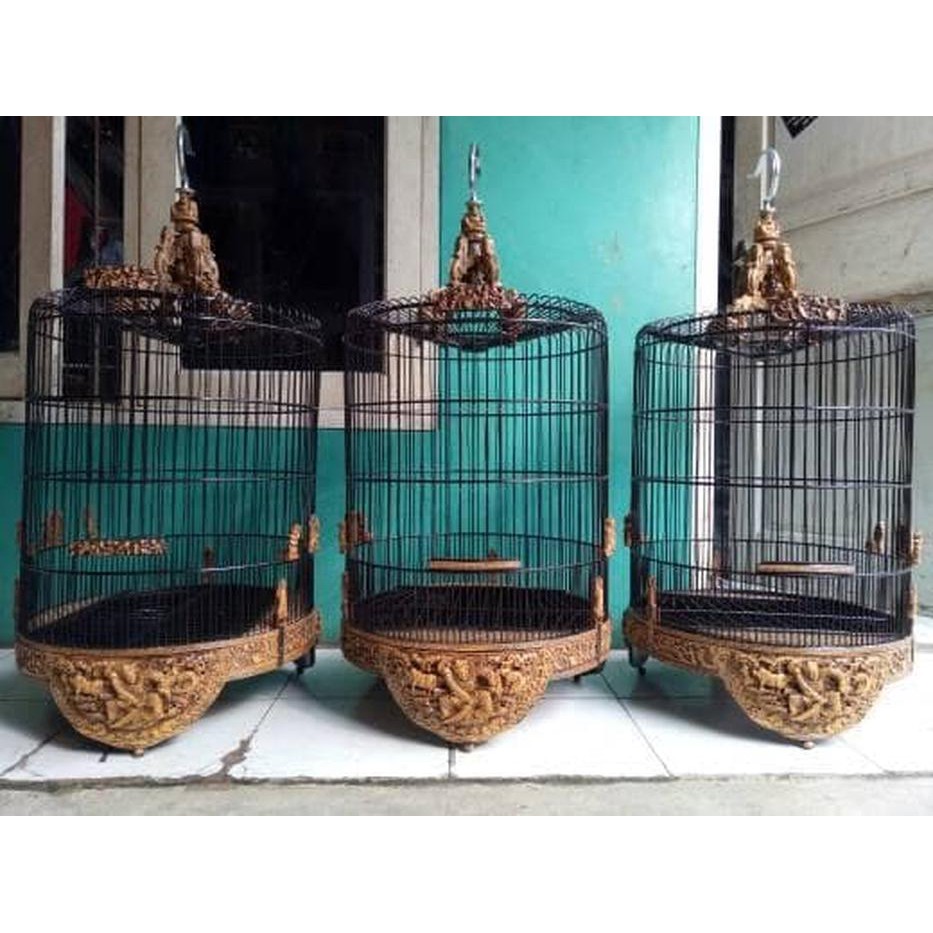 Pet Sangkar Bulat Ukir No5 Ijo N Kacer Perawatan Burung Shopee