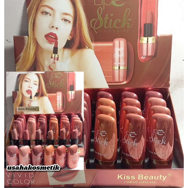 PROMO PER 19PCS LIPSTICK MATTE VIVID COLOR KISS BEAUTY NO.35800-03A