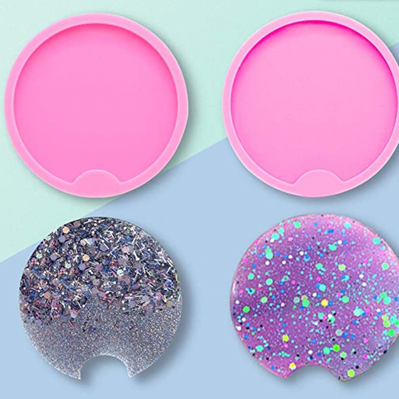 Glitter Resin Mold Round Coaster Epoxy Molds Resin Casting Molds for Craft Making Agate Slice Coasters Cup Mats