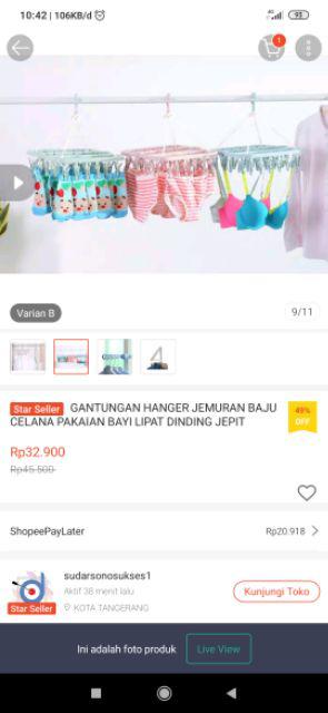 Gantungan Hanger Jemuran Baju Celana Pakaian Bayi Lipat Dinding Jepit Kerudung Jilbab Magic Hanger