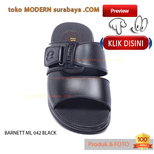 BARNETT ML 042 BLACK sandal casual sopan pria slop flat flipflop