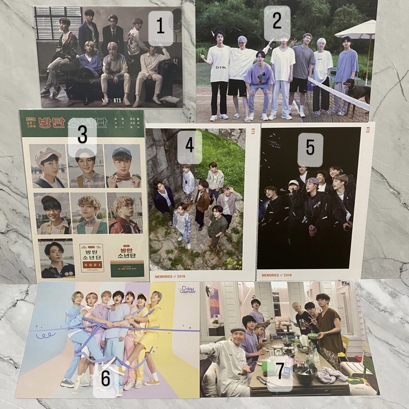 BTS Official postcard rm jin suga jhope jimin v jungkook jk taehyung seokjin namjoon yoongi its in t