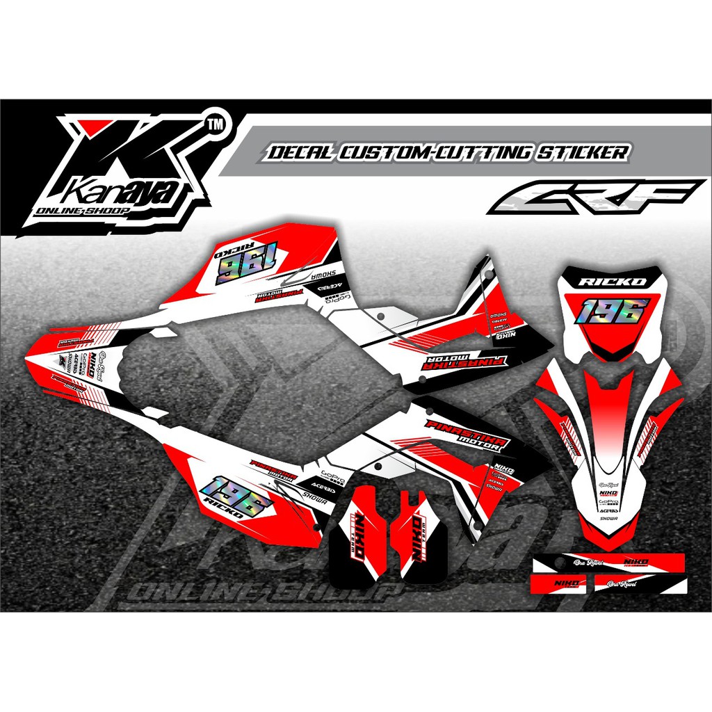 Decal crf warna merah putih hitam dengan combinasi hologram