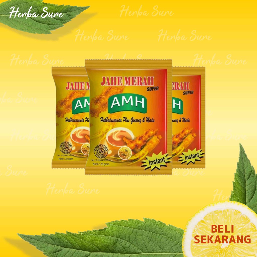 

Minuman Bubuk Jahe Merah Super Amanah AMH 4 pcs ORIGINAL Plus Habbatussauda, ginseng & madu TERLARIS