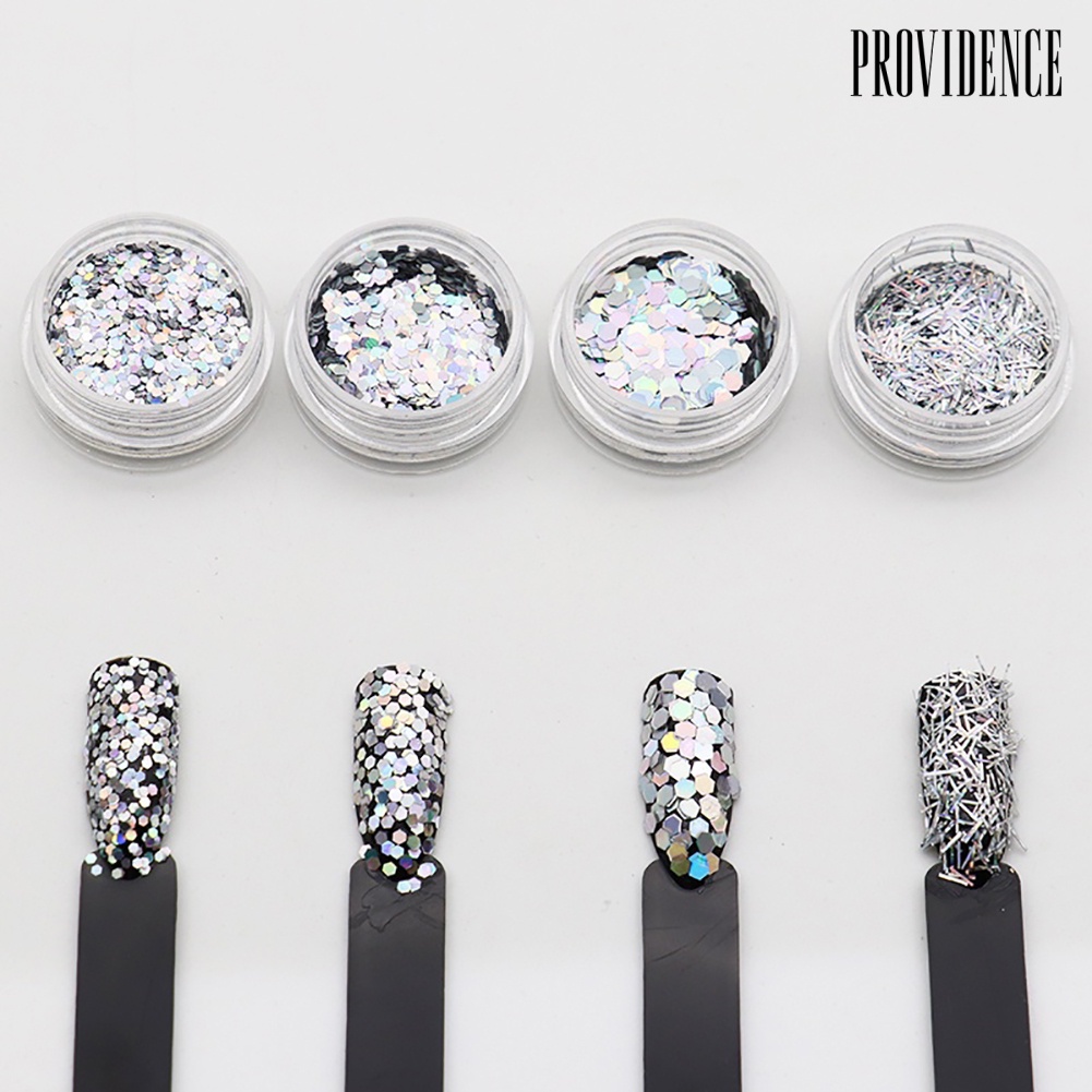 Providence 4 Kotak Payet Glitter Heksagonal Untuk Dekorasi Nail Artmanicure Diy