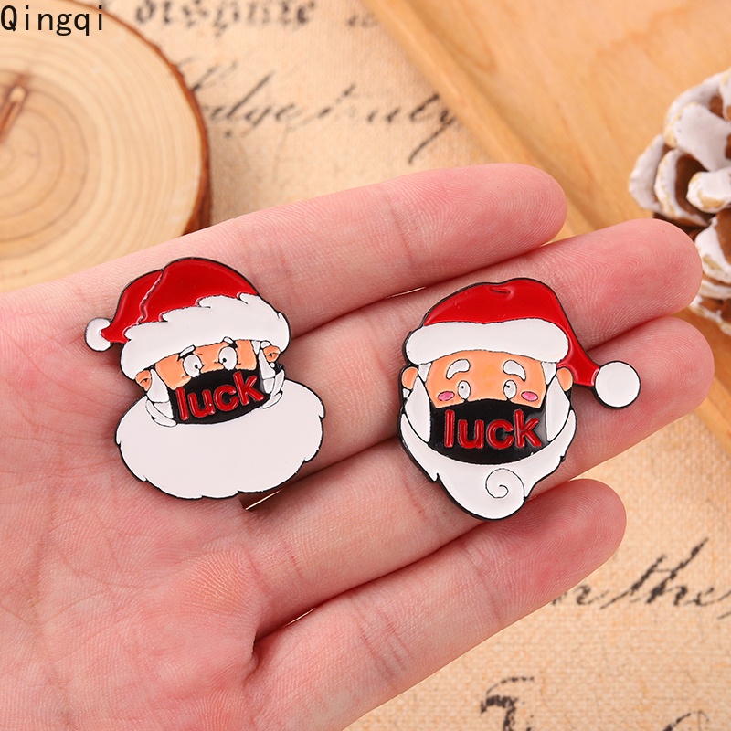 Bros Pin Enamel Desain Kartun Santa Claus Natal Untuk Hadiah