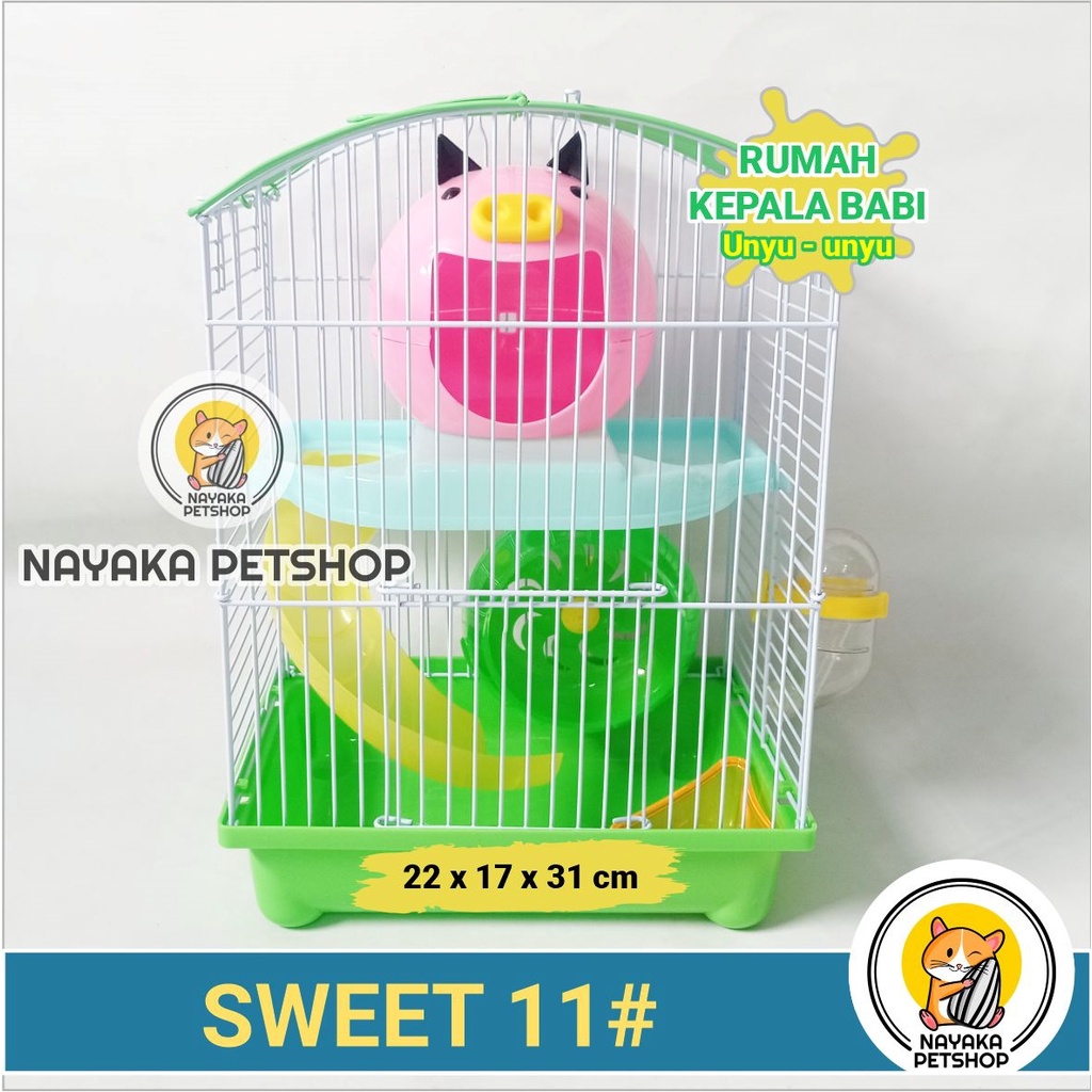 Sweet 11# Kepala Babi Kandang Hamster Murah Tingkat 2 Lantai Rumah