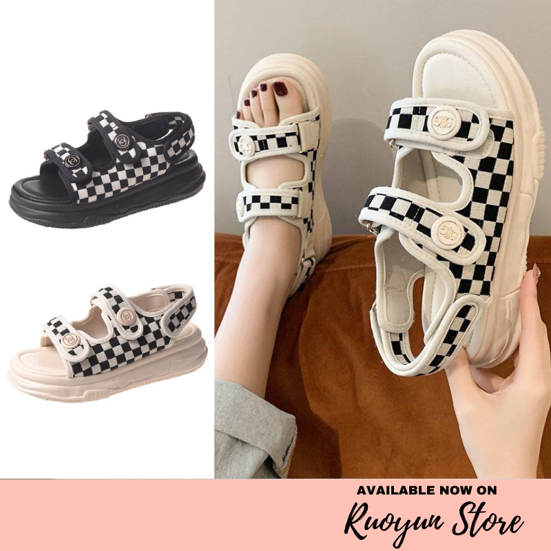 RYX - Cool Checker Sandal Gesper Wanita Fashion Casual - Ori Import