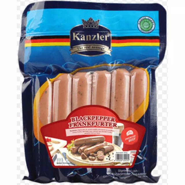 

Kanzler black pepper Frankfurter (sosis sapi lada Hitam)
