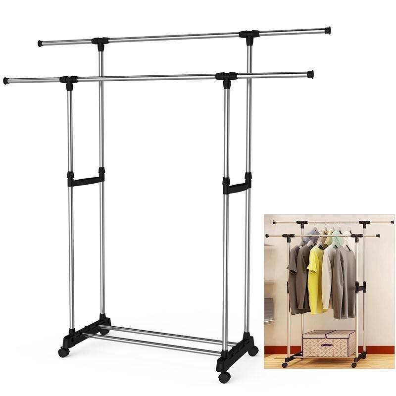 Stand Hanger Double Multifungsi Gantungan Baju Stainless Serbaguna