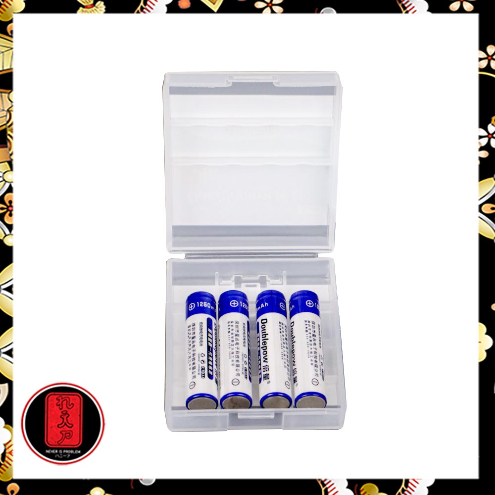 DOUBLEPOW Batu Baterai AAA Rechargeable NiMH 1250mAh 4 PCS with Battery Case