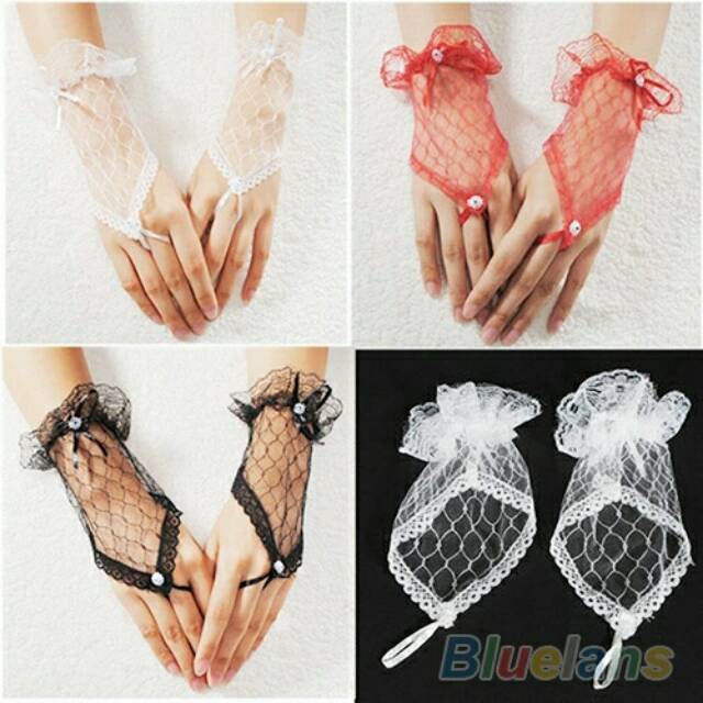 Kode SR15 Sarung tangan pengantin Pesta  gloves wedding pesta sarung tangan pendek imporT