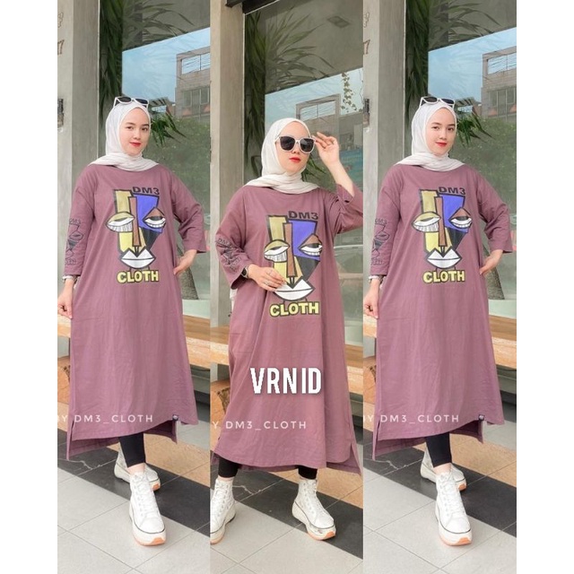 VRN ID- TUNIK DM3 LENGAN PANJANG KAOS / LONG TUNIK DM3 ORIGINAL/TUNIK KAOS/TUNIK DM3