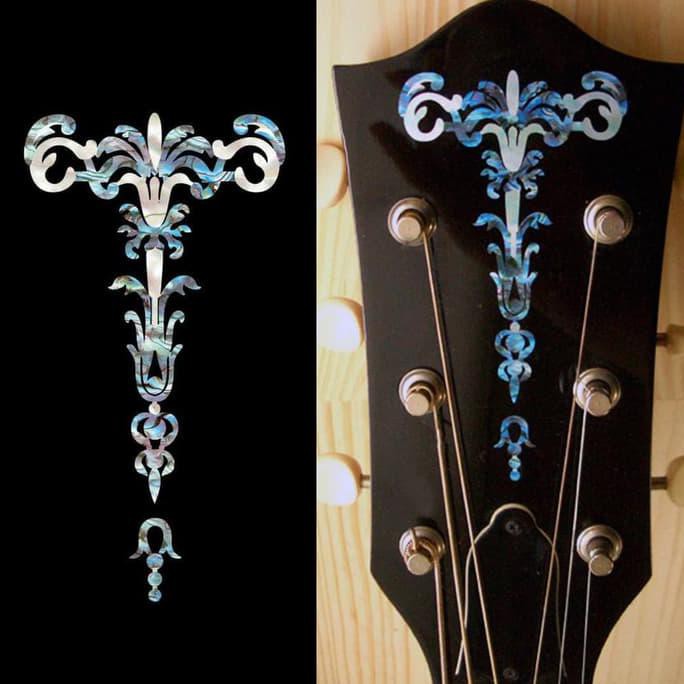 Siap Kirim Inlay Stiker Headstock Gitar Gothic Torch Abalone Blue