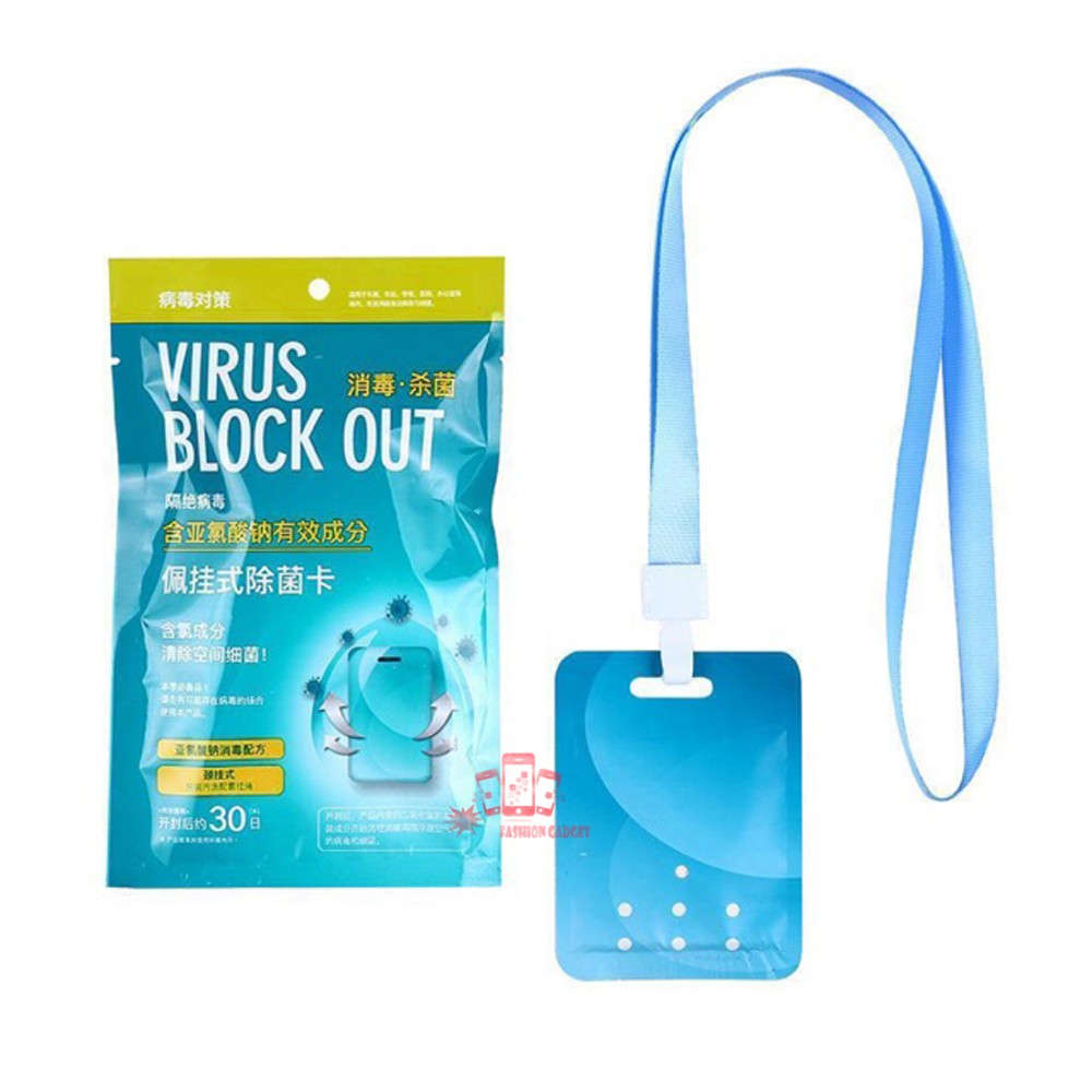 VIRUS BLOCK OUT STERILIZATION CARD KARTU STERILISASI GANTUNG LEHER KARTU DESINFEKSI ANTI VIRUS 1 PCS