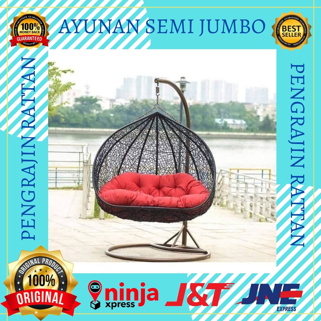 Ayunan Gantung Semi Jumbo Rotan Sintetis Kursi Anak Dewasa Malas Santai Tidur Kekinian Ruang Tamu Te