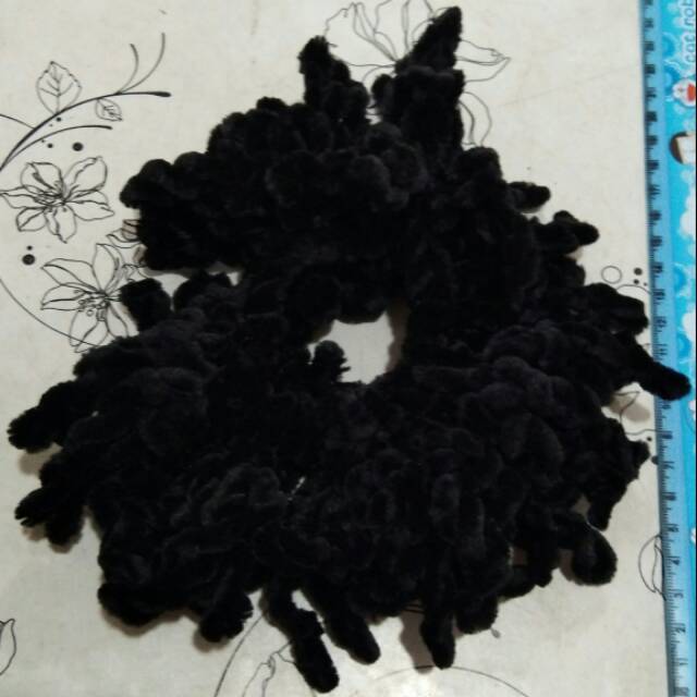 Aksesoris ikat kuncir rambut bentuk ubur ubur-ubur cendol besar jumbo kecil warna hitam coklat biru 