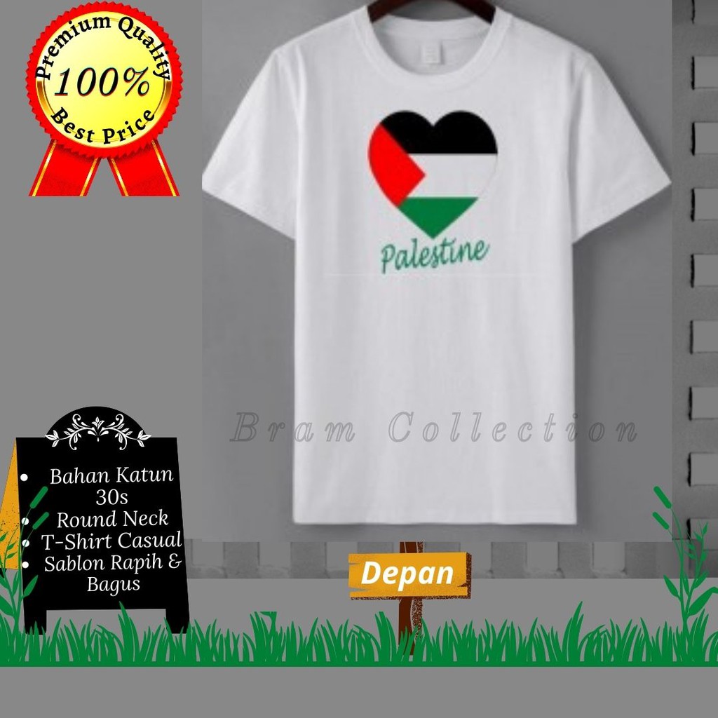 Baju Distro Palestina Kaos Distro Palestina TShirt Premium LOVE Flag PALESTINA Pria/Wanita