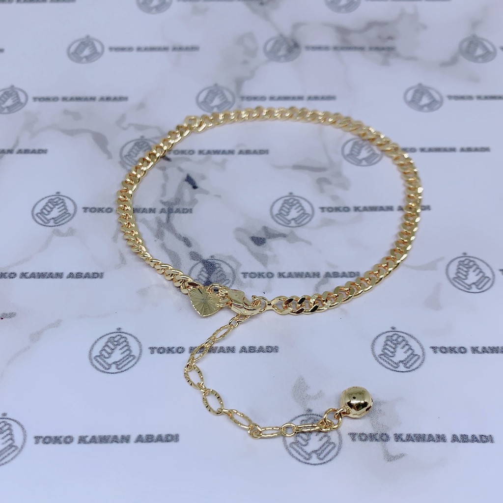 Xuping Gold Gelang Kaki Wanita Motif Rantai Gepeng *13