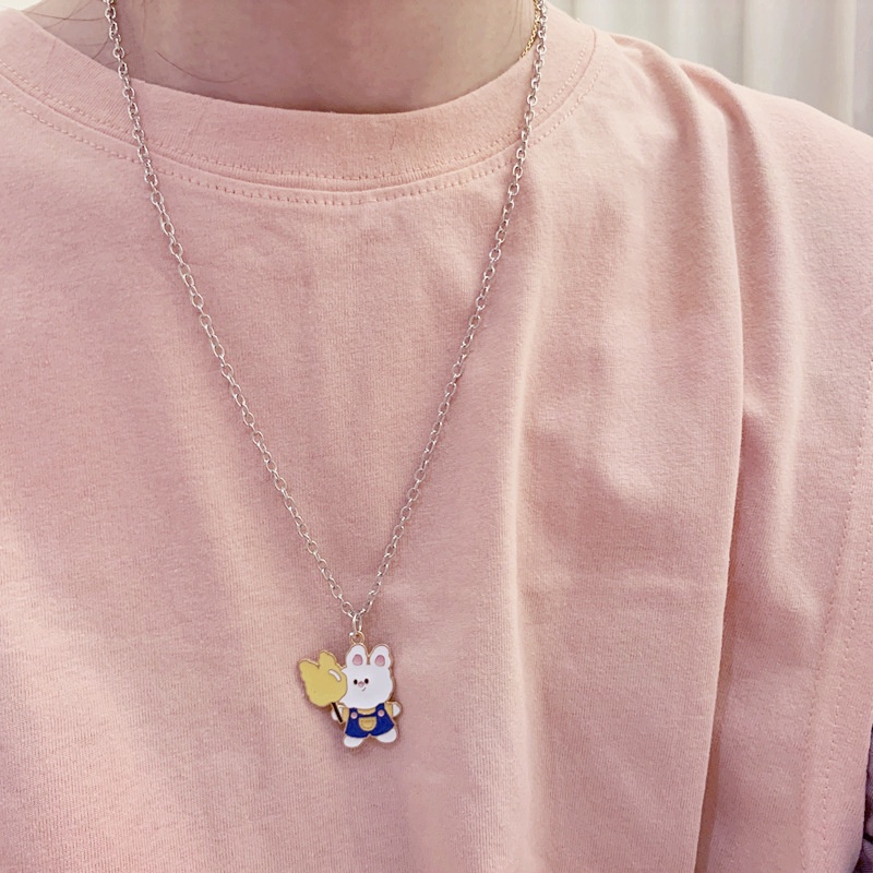 Kalung Rantai Liontin Beruang Marshmallow Gaya Korea Untuk Wanita