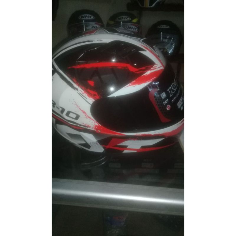 Helmet KYT #2 White Black Red Fluo