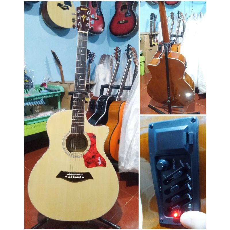 gitar akustik elektrik Taylor Siap pakai (lengkap tas)