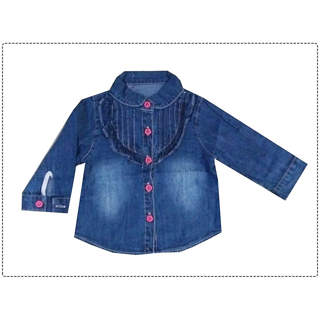 Kemeja Jeans Anak Perempuan Ruffle Import