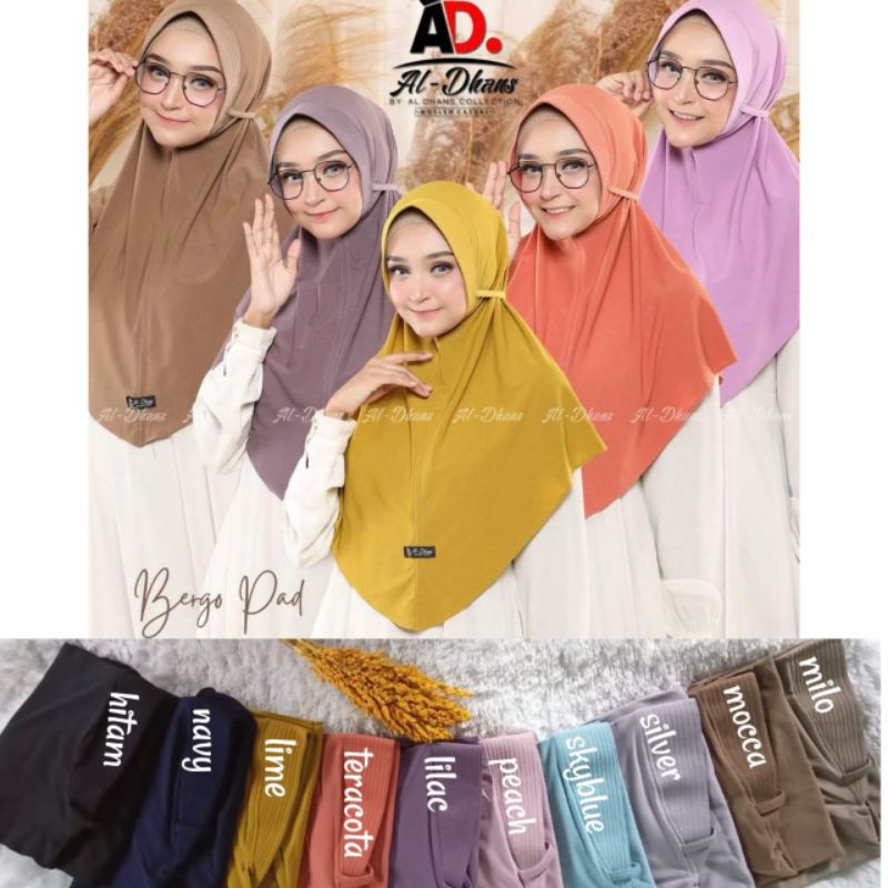 [Original Aldhans] BERGO PAD•• Jilbab instan Jersey•• Bergo jersey••hijab instan jersey