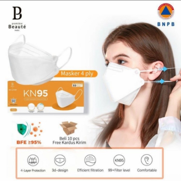 Jual Premiere Beaute Disposable Face Mask Masker KN95 EVO 4ply kesehatan - Putih Diskon