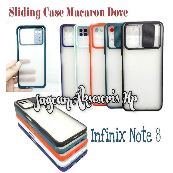 SLIDING CASE Infinix Note 8 X692 6.95 inchi Camera Lens Protection Fuze Macaron Matte Dove