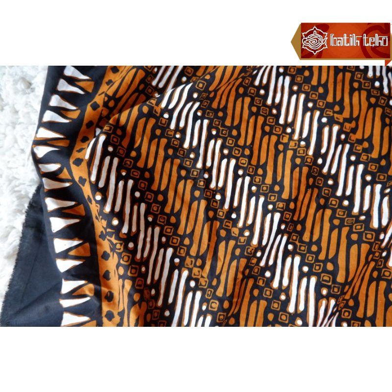 Kain Batik Cap Kombinasi Tulis Asli Motif Lereng  Latar Warna Hitam Sogan Coklat Bahan Kain Katun Pr