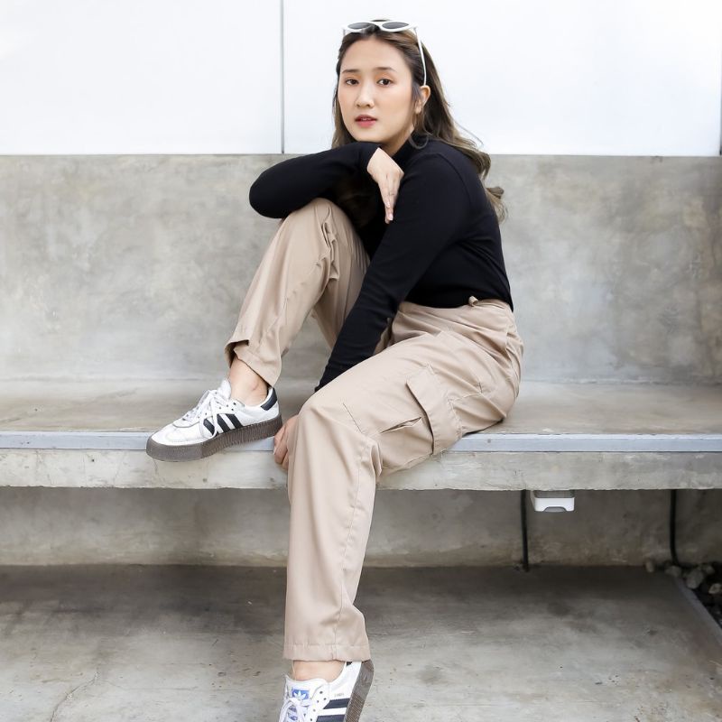 Long Cargo Pants Stacie pocket  pants Celana Cargo Wanita Cargo Tokyo pants Allsize (S-XL, 27-34) BLACKBANNER