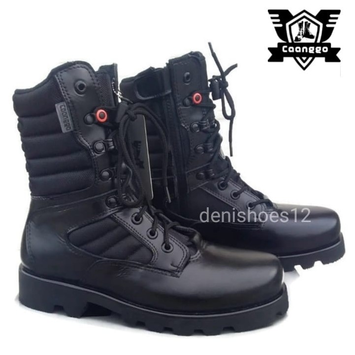 sepatu pdl caanggo  kulit jatah 2021 ring mata kucing 8 inc hitam