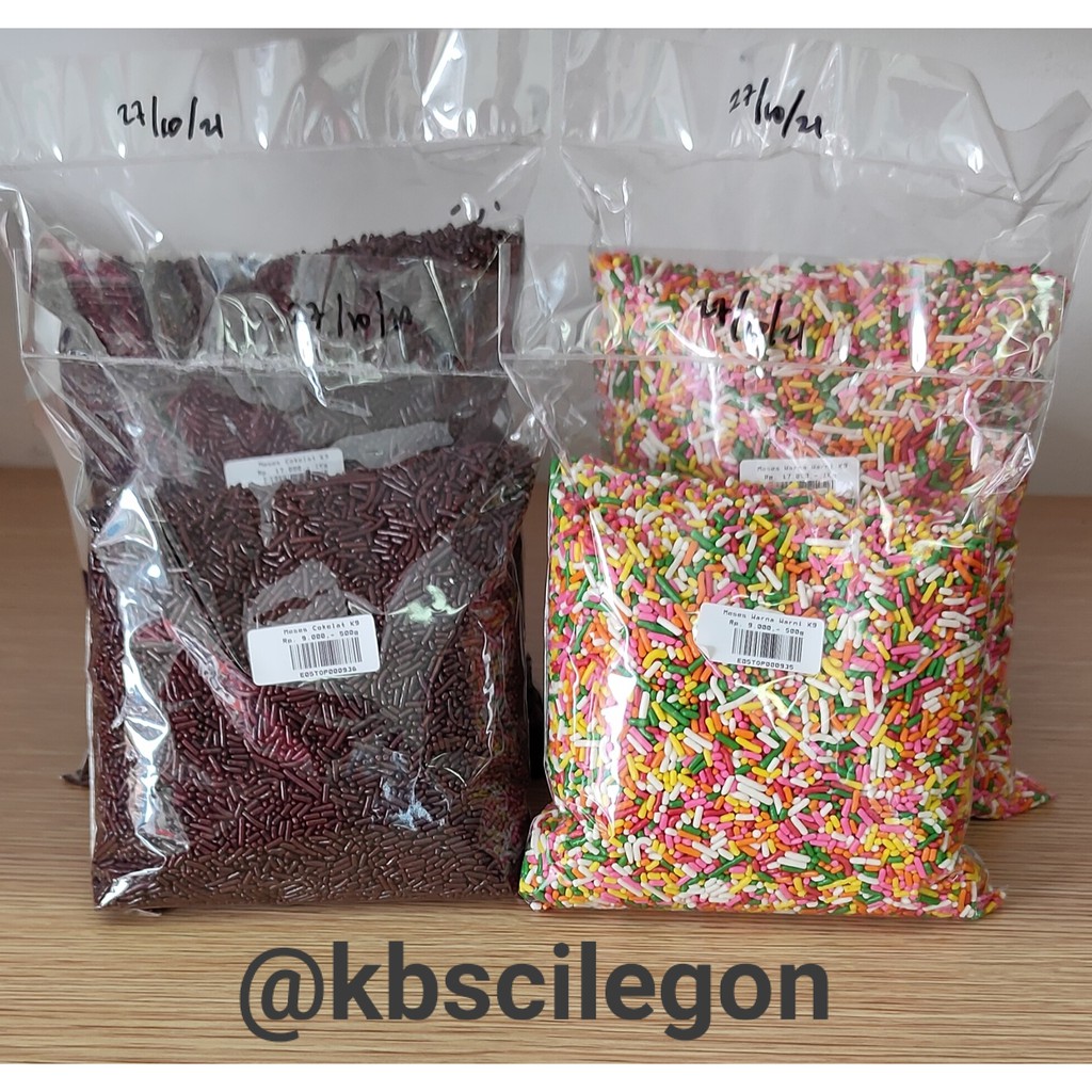 

Meses Dunia Cokelat dan Meses Warna-Warni 500gr & 1kg (repack)