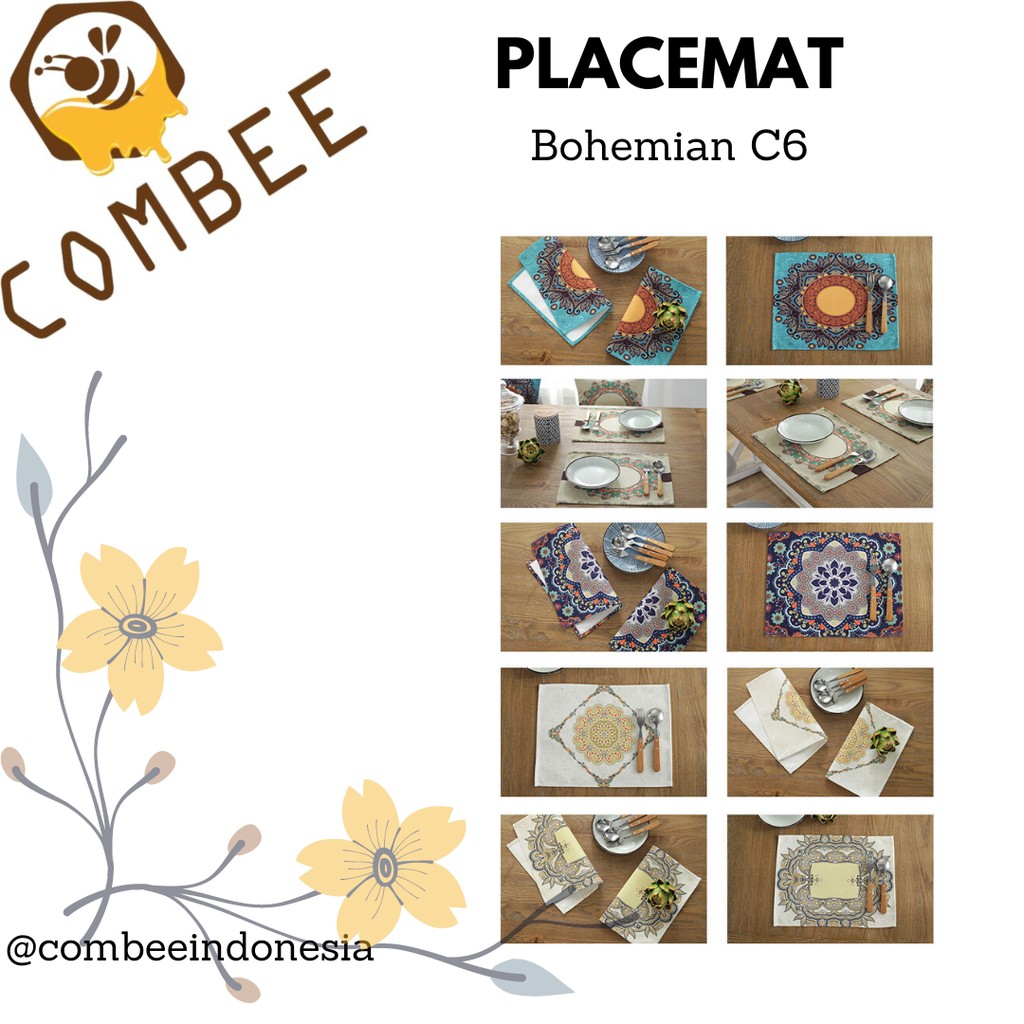 Taplak Piring / Place Mat / Tatakan Piring / Hiasan Meja Bohemian - C6