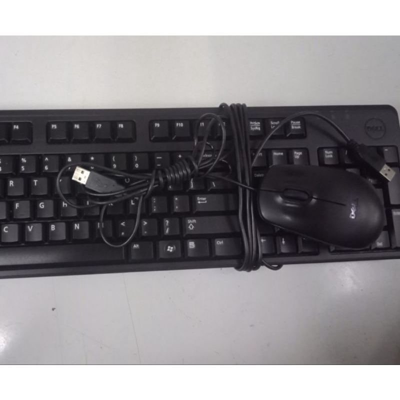 Keyboard dan Mouse USB Merk DELL Built Up, Original, Murah dan Garansi