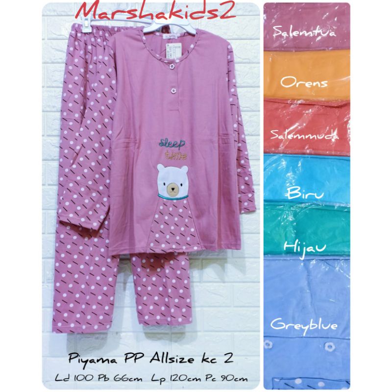 Piyama pp Allsize standar dewasa Lorita by sofie babydoll baju tidur lengan panjang ld 100cm