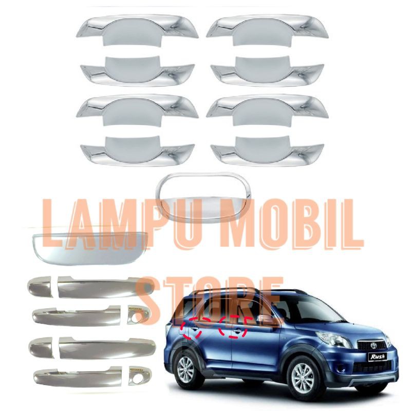 Paket Aksesoris Door Handle Cover Handel Pintu dan Outer Chrome Toyota Rush Daihatsu Terios