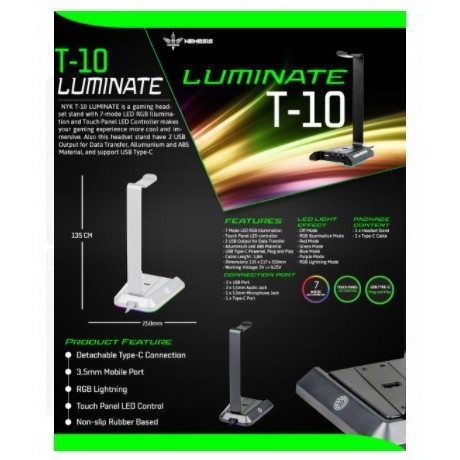 NYK T10 Luminate Headset Stand RGB