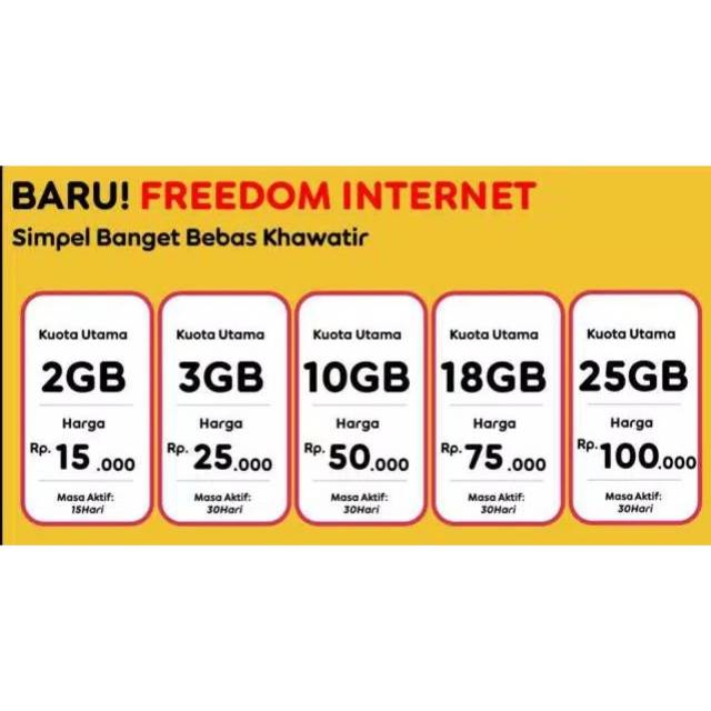 Paket Data Internet Indosat Freedom Internet 2gb 25gb Kuota Isi Ulang 30hari Inject 37 Shopee Indonesia