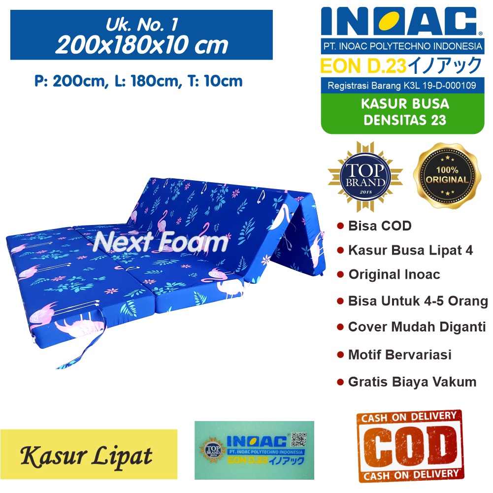 Kasur Busa Lipat Inoac Ukuran No. 1 200x180x10 cm Tebal 10 cm EON D23 ORIGINAL INOAC Asli