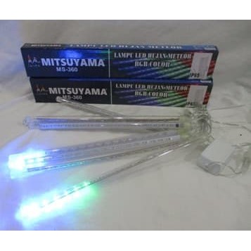 Lampu LED Hujan Meteor RGB MS-360 Color Dua Sisi 30cm Warna Warni