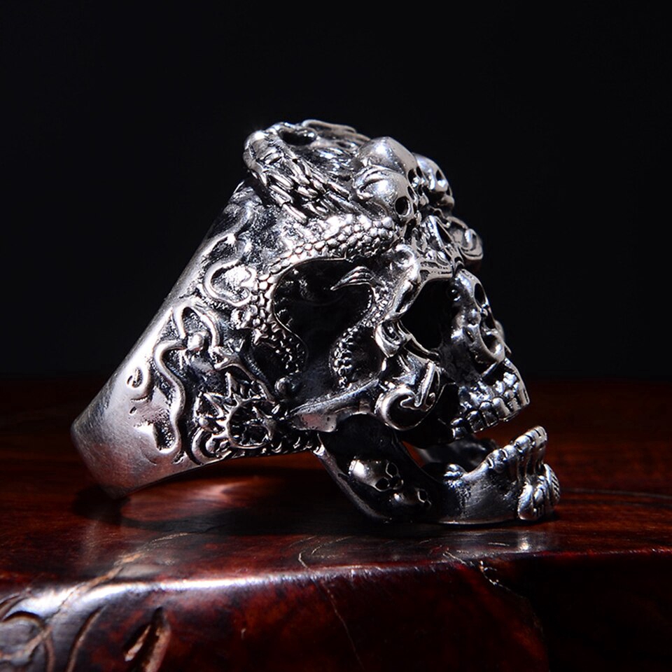 Skull Resizable Cincin Bahan Rings Hiphop Rock Street Culture Fashion Pria Trendi Perhiasan Hadiah