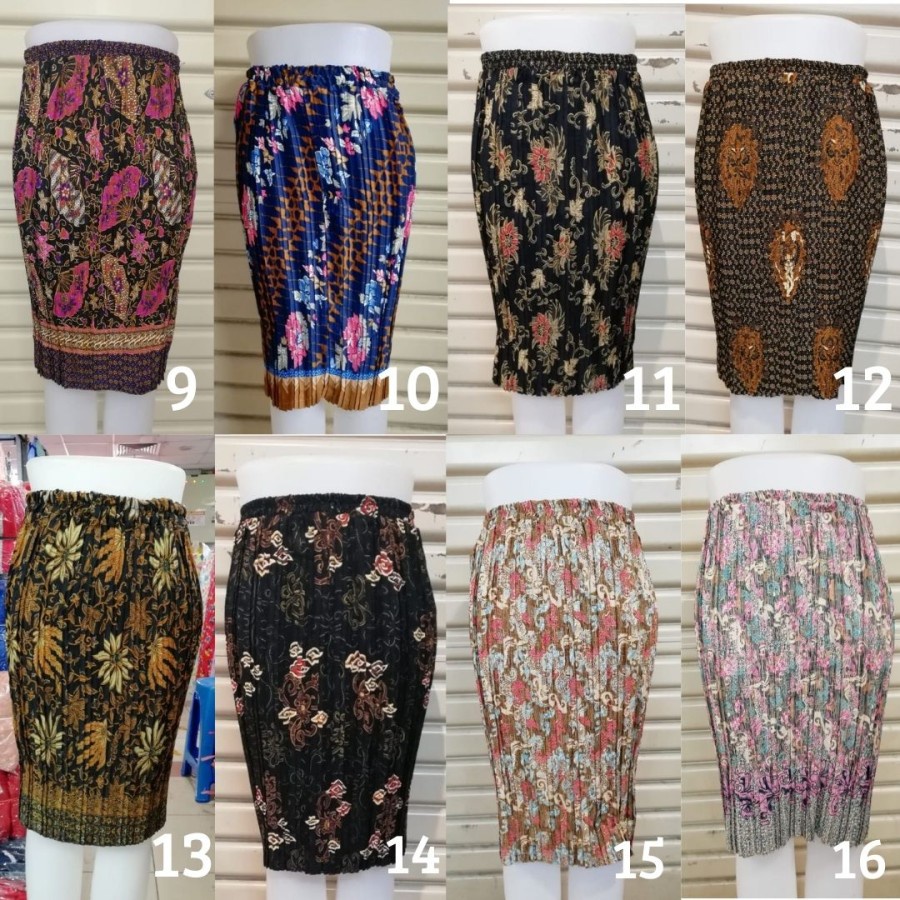 (COD/BAYAR DI TEMPAT) Rok Plisket Pendek motif batik warna terlaris / bawahan kebaya natal / rok batik / Maxi Skirt / Rok Panjang Prisket / kebaya motif