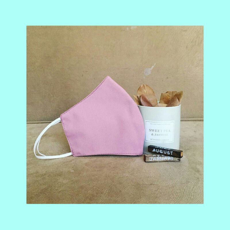Masker kain polos warna pink