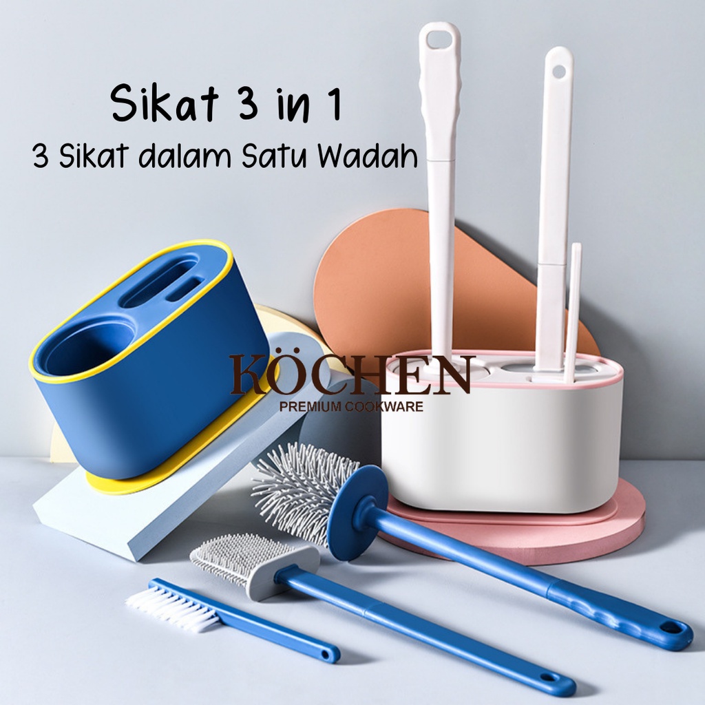SIKAT PEMBERSIH KLOSET WC TOILET SILIKON JONGKOK DUDUK GAGANG PANJANG FLEKSIBEL 3in1 Alat Pembersih Kamar Mandi Praktis By Mykochen.ina