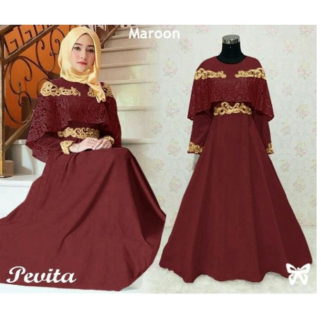 TERLARIS Ashanty Gown baju pesta Brokat Tabur mutiara velvet