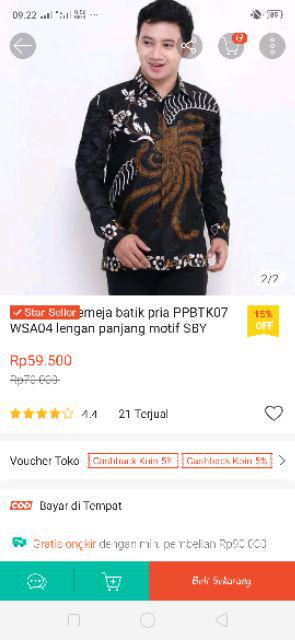 Kemeja Batik Pria Modern Lengan Panjang Casual Modis Slim Fit Trendy Masa Kini Ol 162
